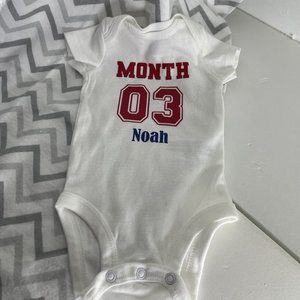 Baby boy milestone personalized sports jersey onesie